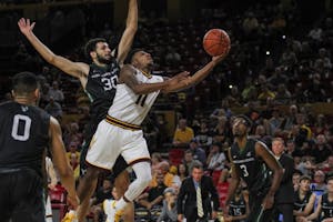 Junior Shannon Evans II (11) attemps a layup in an ASU men’s basketball game against Portland State at Wells Fargo Arena on Friday, Nov. 11, 2016.