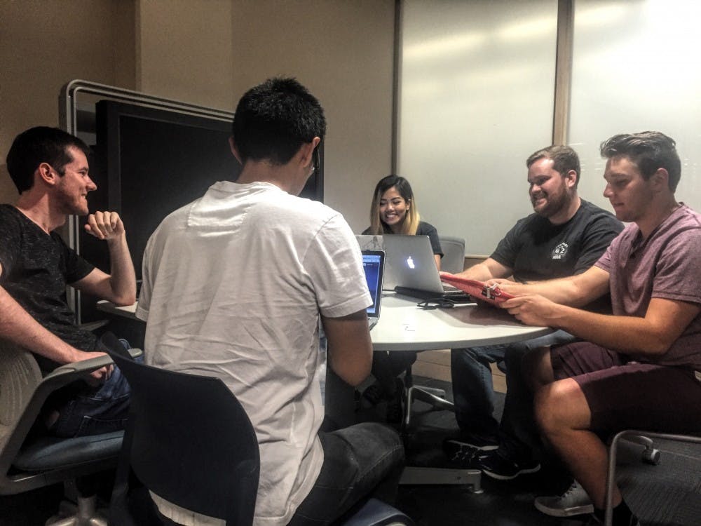 The&nbsp;American Marketing Association Executive Board meet at Hayden Library on&nbsp;Sept. 30, 2016