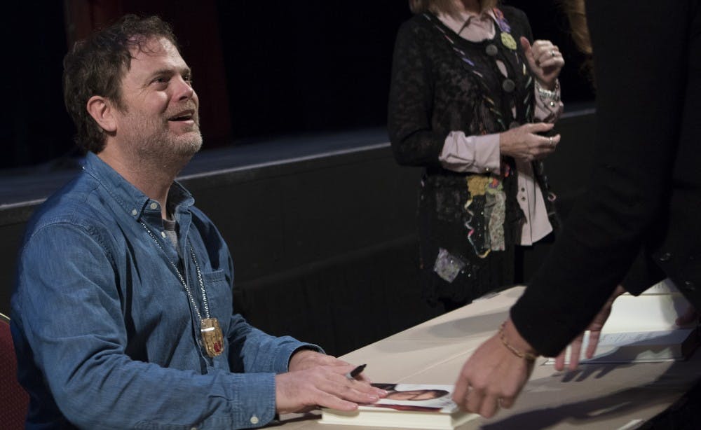 Rainn Wilson signs copies of his newest book, 'The Bassoon King,' on Tuesday, Nov. 17, 2015, at the Orpheum Theater in Phoenix.
