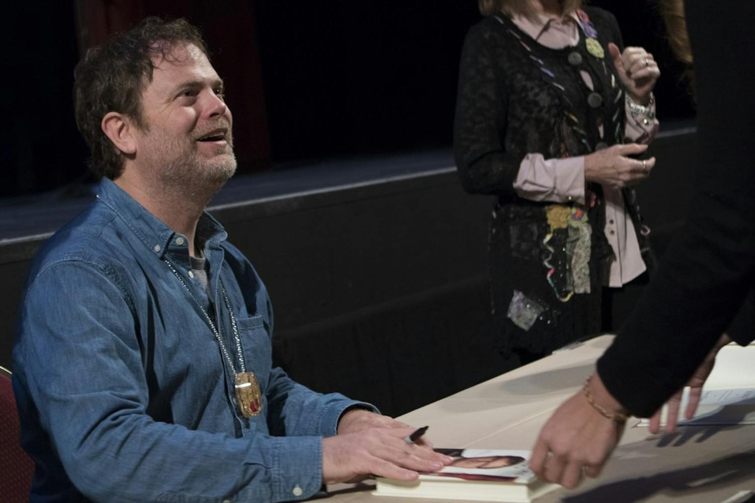 Rainn Wilson signs copies of his newest book, 'The Bassoon King,' on Tuesday, Nov. 17, 2015, at the Orpheum Theater in Phoenix.