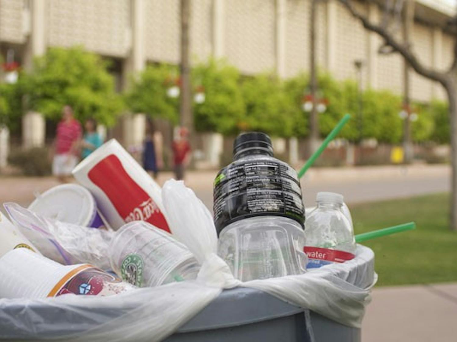 PILING UP:  ASU professor Rolf Halden has completed research that exposes the hazards that plastic can cause to both humans and the environment. (Photo by Scott Stuk)