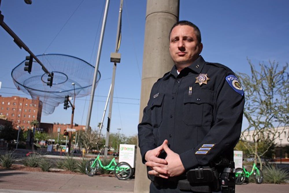 Christopher Speranza was promoted on Feb. 20 to commander for the Downtown campus. Speranza has worked in the ASU Police Department for 13 years and said he loves the new position. (Photo by Shawn Raymundo)