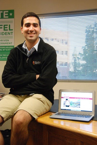 ASU Tempe Undergraduate Student Government President Mark Naufel has developed a mobile application that lets users compete to win prizes by checking in at ASU events, much like the app Foursquare. (Photo by W. Scot Grey)