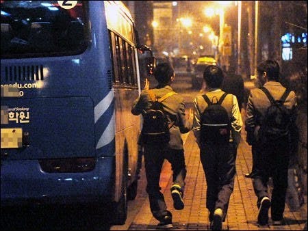 Students on their way to a late-night hagwon. Photo courtesy of Education in Korea