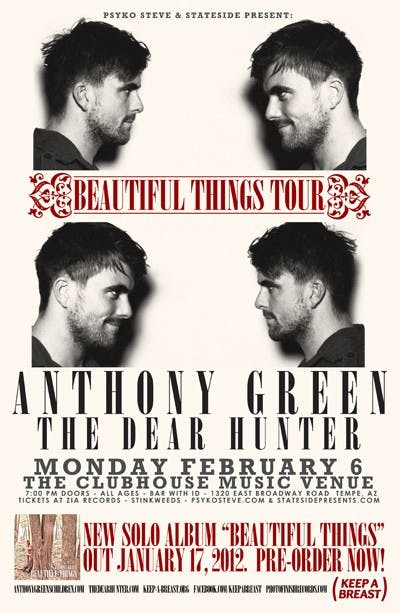 Anthony Green's concert poster, courtesy of Stateside Presents.