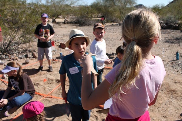 Junior Archaeologists share their discoveries in the field at "Junior Archaeologist Field Day" at the Deer Valley Rock Art Center on Saturday, Feb. 16. (Photo by Laura Davis)