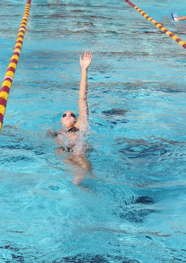 CHAMPIONSHIP FORM: The ASU women’s swimming and diving team finished 22nd at the NCAA Championships in West Lafayette, Ind. over the weekend. Sophomore diver Elina Eggers and sophomore swimmer Rebecca Ejdervik earned All-America honors.(Photo by Jessica Weisel)