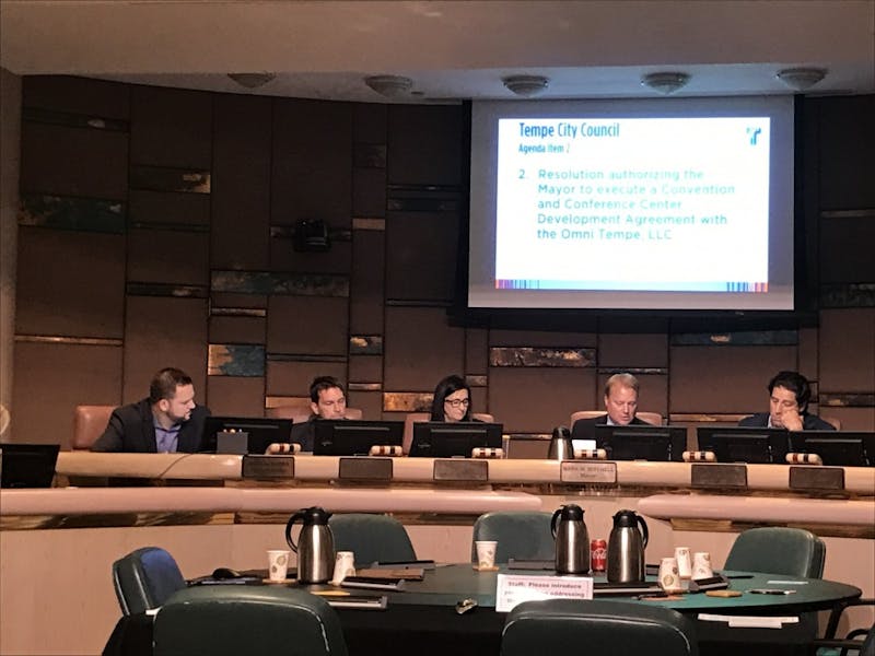 Tempe City Council discusses tax rebates at a meeting in Tempe, Arizona on Thursday, Jan. 11, 2018.