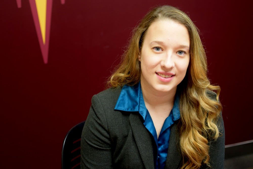 Undergraduate Student Government Downtown President Corina Tapscott poses for a portrait on Saturday, Feb. 13, 2016, in the Student Center in the&nbsp;Post Office in downtown Phoenix.