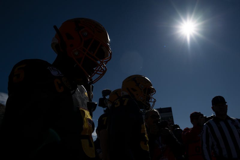 ASU captains line up for the coin toss before the Sun Bowl on Tuesday, Dec. 31, 2019, at Sun Bowl Stadium in El Paso, Texas.