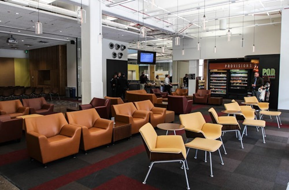 A new student center on the Downtown Phoenix Campus opened Monday in the Post Office across from the Walter Cronkite School. The center houses an extension of Tempe's P.O.D. food vendor and includes multiple study rooms and recreational rooms. (Photo by Dominic Valente)