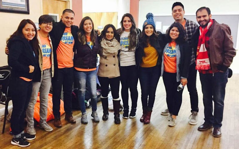 Perla Martinez (second from left) poses with other members of the Undocumented Students for Educational Equity (USEE) club in Washington, D.C., in Dec. 2017.