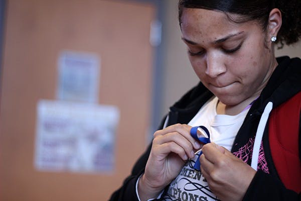 Parks and recreation management freshman Mercedes Villa said she stopped at the "event" because her brother has autism. (Photo by Alexis Macklin)