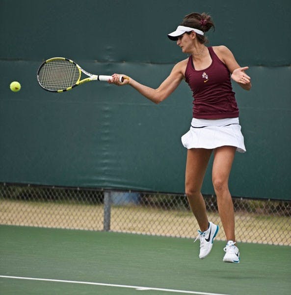 READY FOR THE PAC: ASU senior Nadia Abdala and the rest of the ASU women’s tennis team will be competing in the Pac-10 Championships in Ojai, Calif. starting Thursday. (Photo by Michael Arellano)