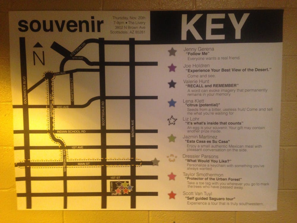 A map shows the extent of "Souvenirs" art walk in Scottsdale on Nov. 20, 2014(Photo by Aimee Plante)