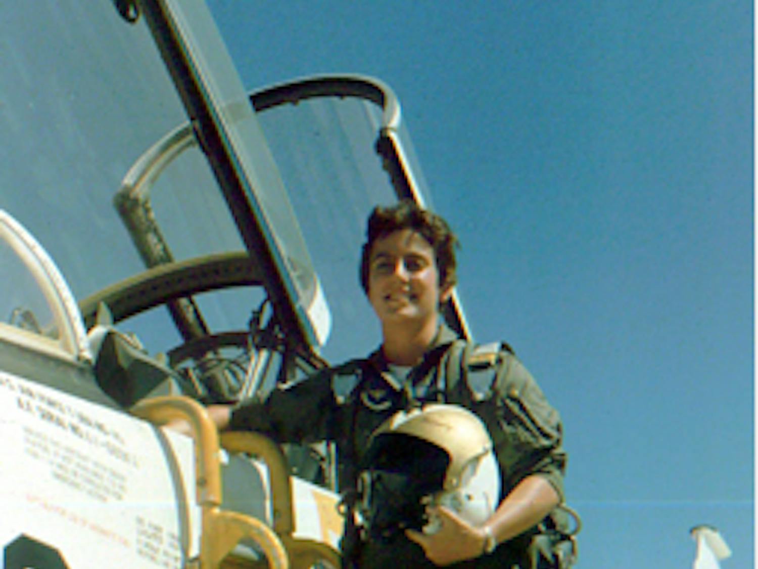 Captain Wendy Rogers on her T-38 supersonic trainer at Williams AFB (1981). Photo courtesy Wendy Rogers.