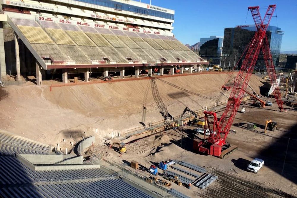 Construction on the Sun Devil Stadium in Tempe continues on Tuesday, Feb. 23, 2016. 