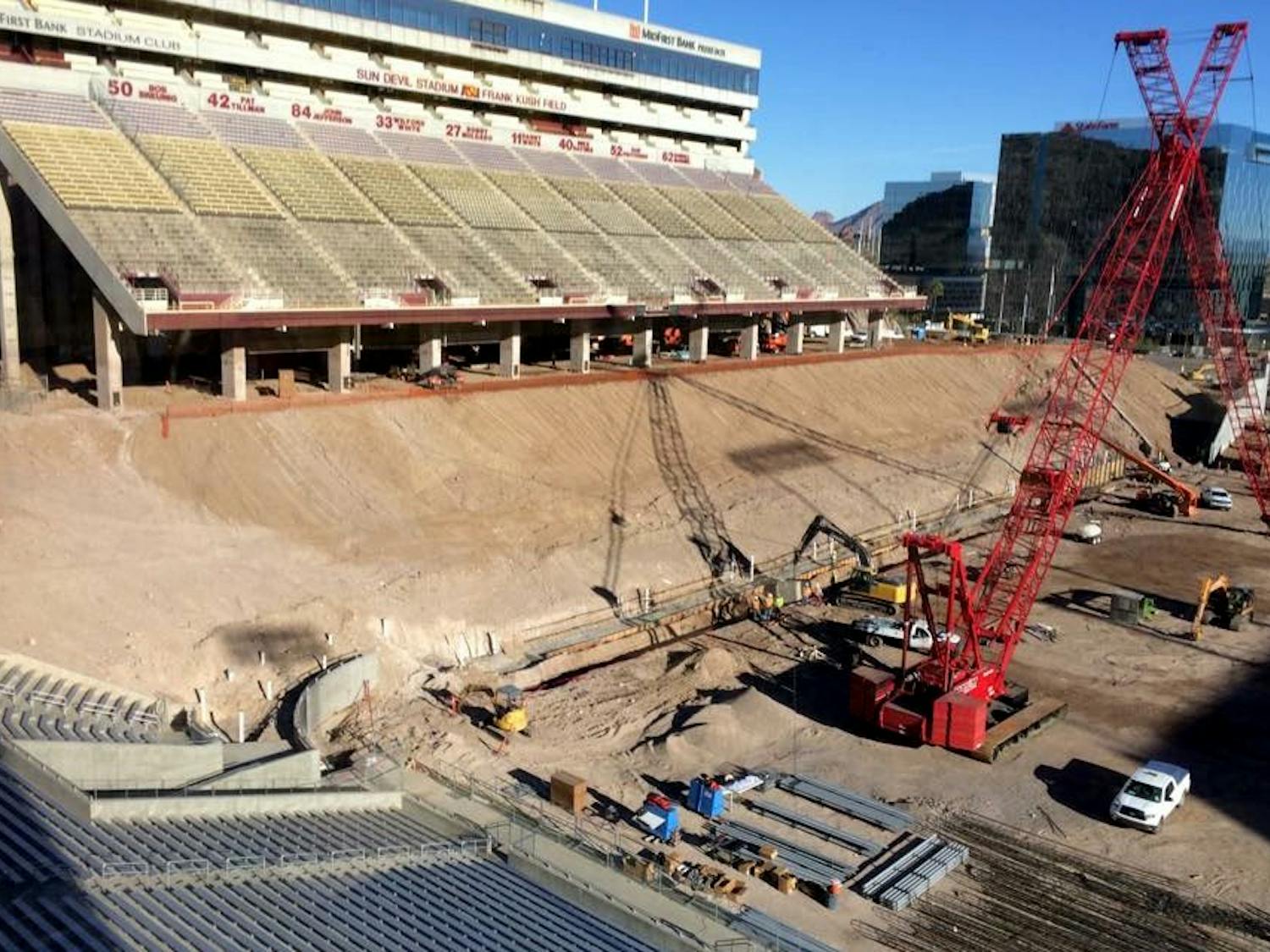 Construction on the Sun Devil Stadium in Tempe continues on Tuesday, Feb. 23, 2016. 