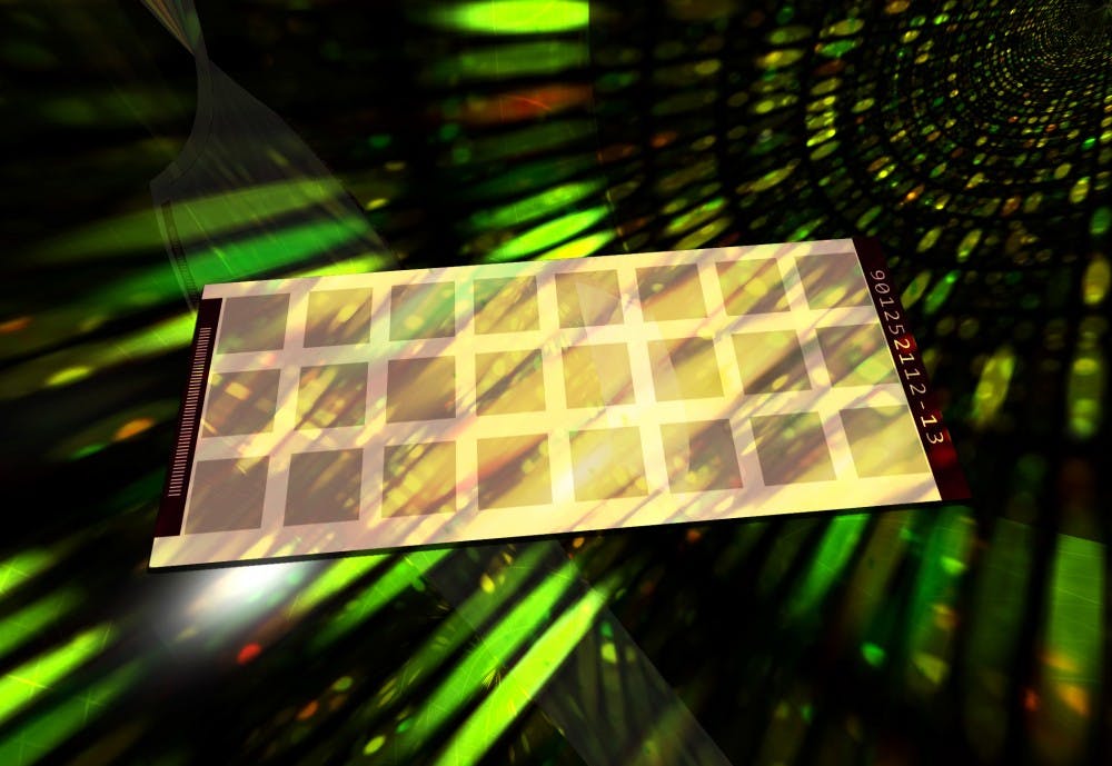 An artistic rendition of the arrays that are used and spots that are used for diagnosis on the arrays. (Image courtesy of Stephen Johnston)