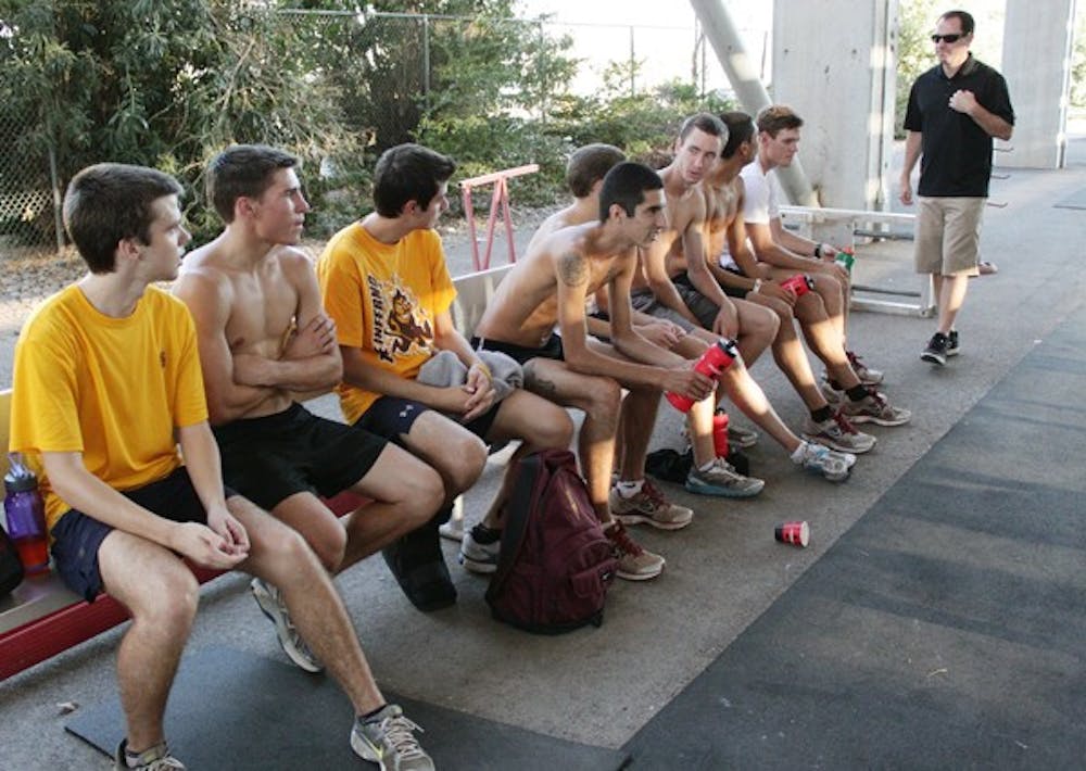 HIGH FINISH: Members of the ASU men’s cross-country team rest after a practice run earlier this month. The team finished fourth at the Roy Griak Invitational, while the women finished second. (Photo by Beth Easterbrook)
