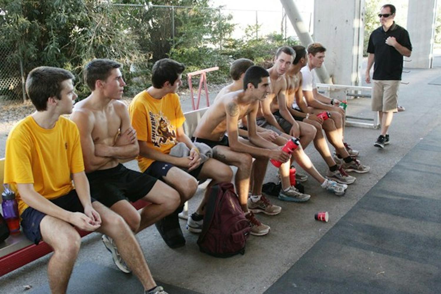 HIGH FINISH: Members of the ASU men’s cross-country team rest after a practice run earlier this month. The team finished fourth at the Roy Griak Invitational, while the women finished second. (Photo by Beth Easterbrook)