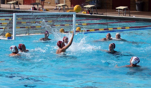 HOME, SWEET HOME: The ASU water polo team practices at Mona Plummer Aquatic center earlier this season. The Sun Devils went 3-1 during the Arizona State Invitational over the weekend in their first home matches of the 2010 season. (Photo by Kyle Thompson)