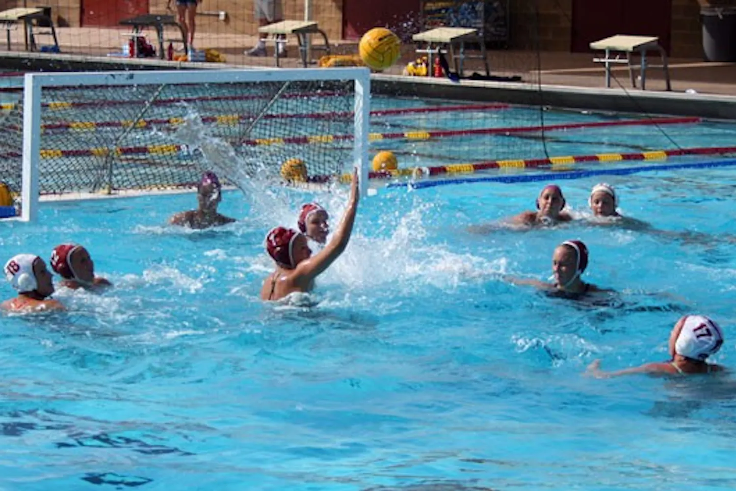 HOME, SWEET HOME: The ASU water polo team practices at Mona Plummer Aquatic center earlier this season. The Sun Devils went 3-1 during the Arizona State Invitational over the weekend in their first home matches of the 2010 season. (Photo by Kyle Thompson)