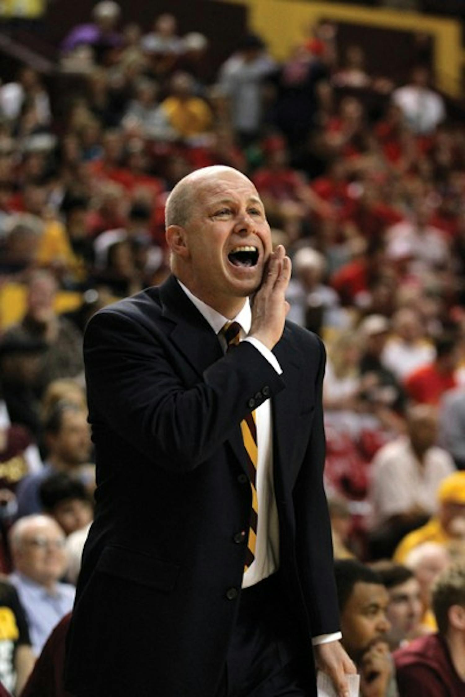 Coach Herb Sendek hopes to have more fans in the student section at next year's basketball games. (Photo by Sam Rosenbaum)