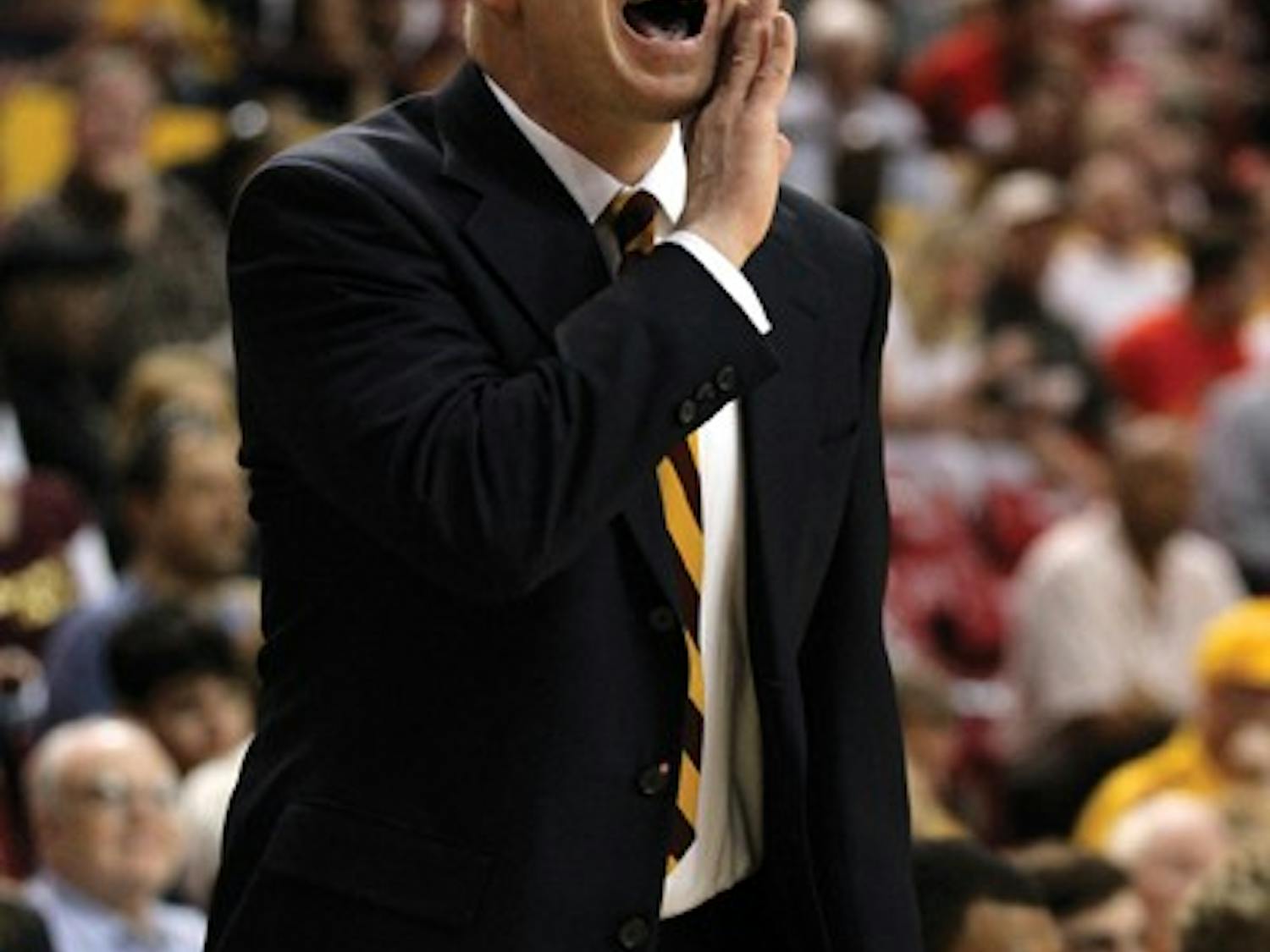 Coach Herb Sendek hopes to have more fans in the student section at next year's basketball games. (Photo by Sam Rosenbaum)