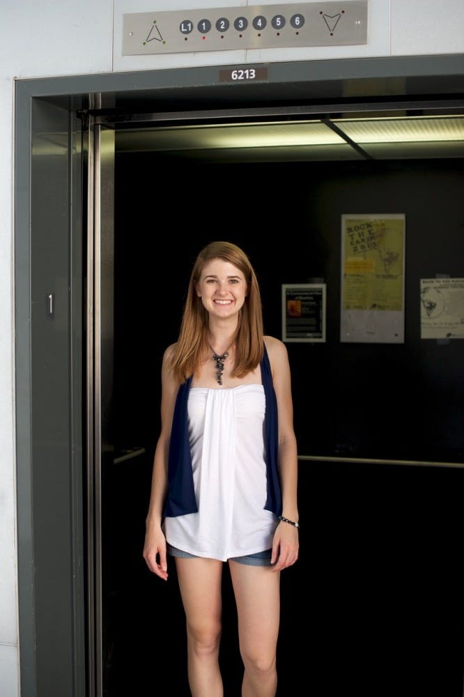 BEST PITCH: Junior accountancy major Susan Eckman recently won a PricewaterhouseCoopers national competition titled "Best Elevator Pitch Contest" with her 30-second video pitch to prospective employers. In addition to beating out hundreds of other collegiate applicants, Eckman received a $5,000 prize and will be interning this summer with PricewaterhouseCoopers in New York. (Photo by Michael Arellano)