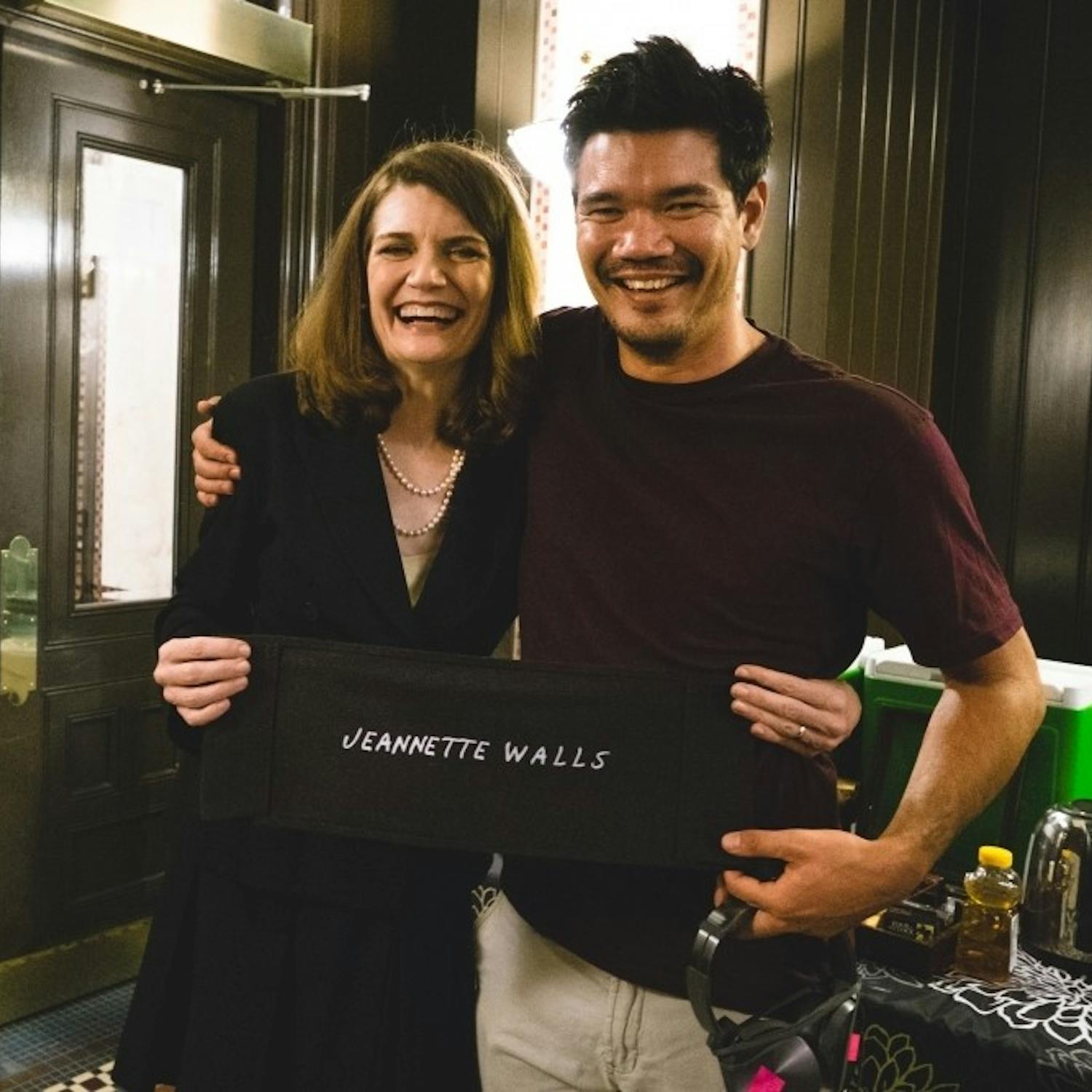 Author Jeannette Walls and Director Destin Daniel Cretton on the set of "The Glass Castle."