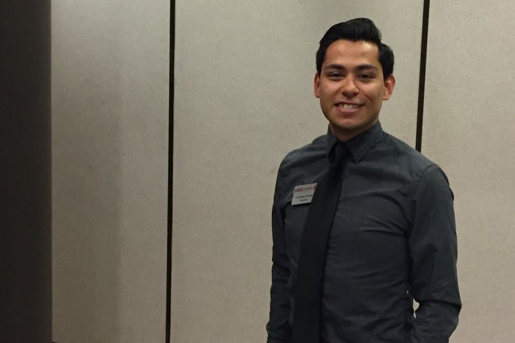 Newly elected USG Senate President Cristian Torres poses for a portrait on Tuesday, April 26, 2015.