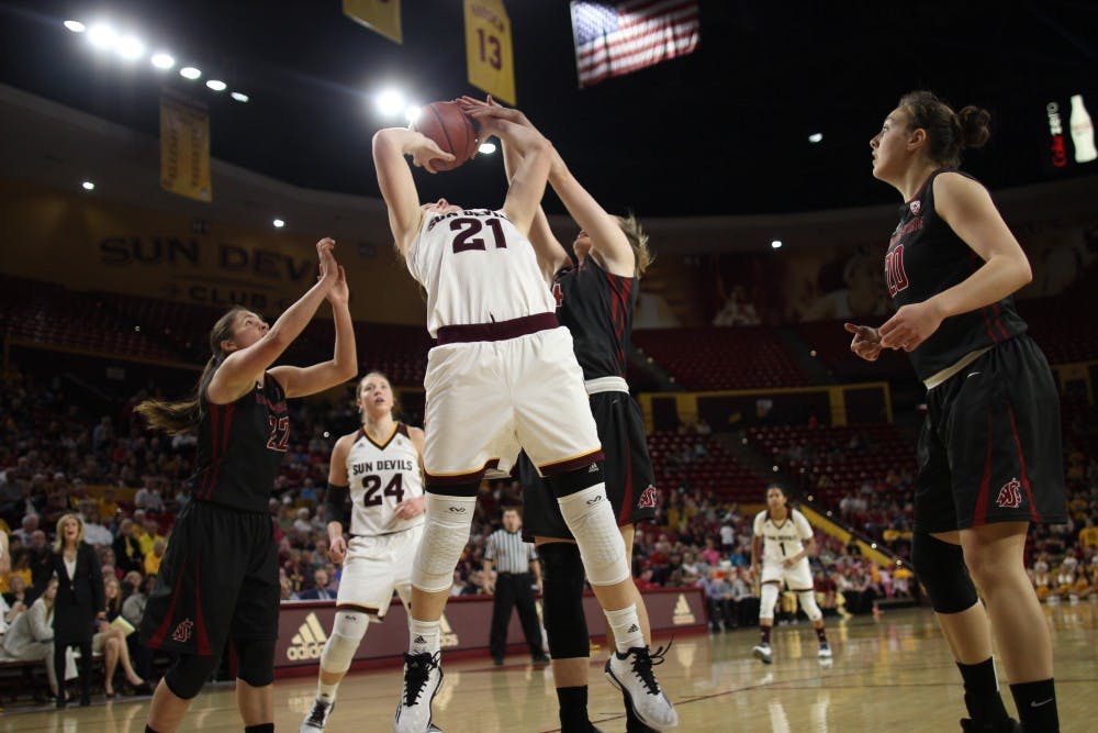 Sophie Brunner playing in the ASU vs. WSU women's basketball gam