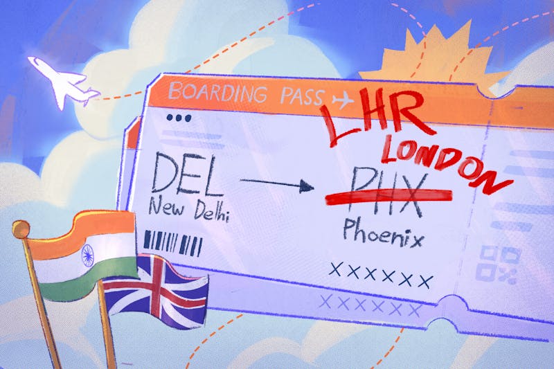 "Even if students obtain a U.K. visa for their undergraduate studies, it's not guaranteed that they can obtain a U.S. visa for their graduate degree, Rajkumar said." Illustration by: