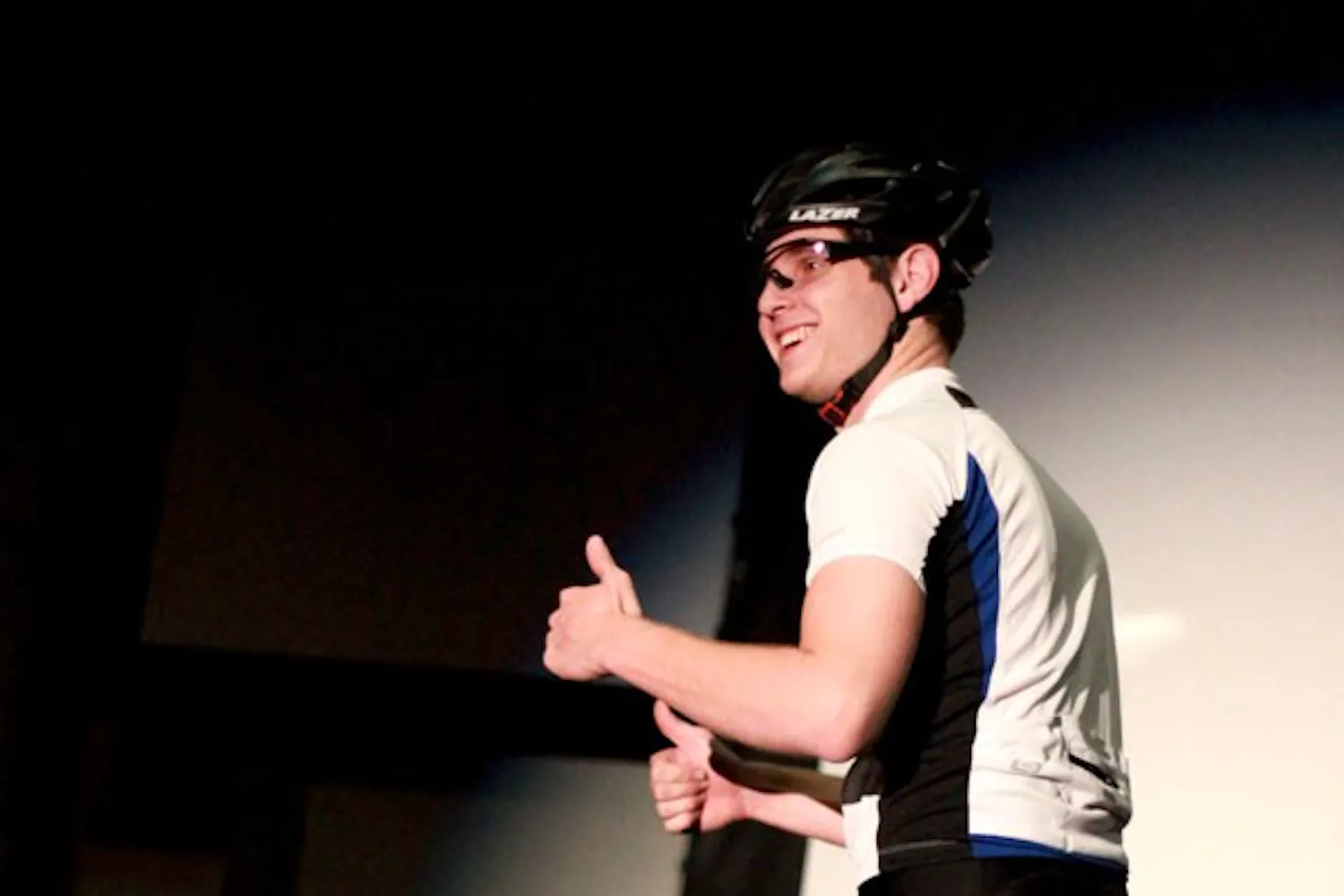 Greg Jones' talent for the Mr. Engineering Pageant is a cross between cycling and impecable balance. (Photo by Ashley Kesweder)