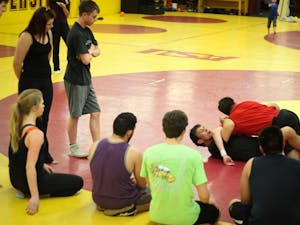 Instructor of ASU's American Pankration club gives demonstration