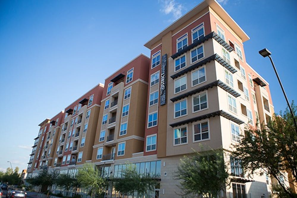 The District apartment in Tempe was recently bought for reportedly $91 million by Education Realty Trust. The District apartment complex is located on Apache and Rural Road in Tempe. (Photo by Ryan Liu)