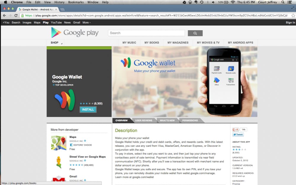 Google Wallet takes wireless capability to another level. Photo by Courtland Jeffrey.