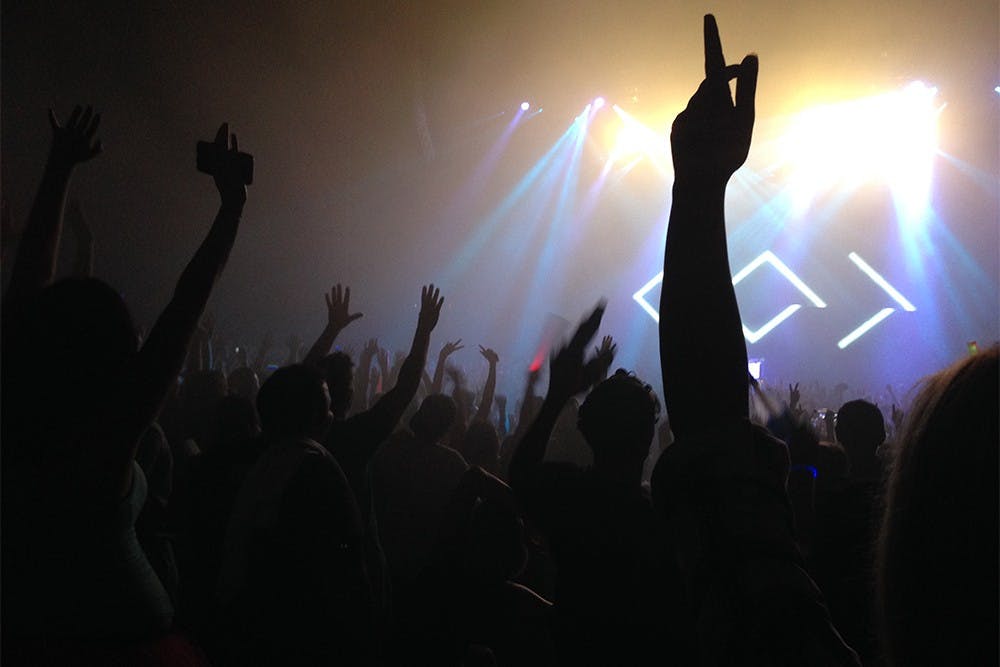 The audience dances as Zedd performs on Saturday, Sept. 12, 2015, at Comerica Theatre in Phoenix.