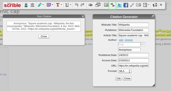 The Student Edition of scrible will bring features like a citation generator and larger storage space.  Screenshot by Courtland Jeffrey
