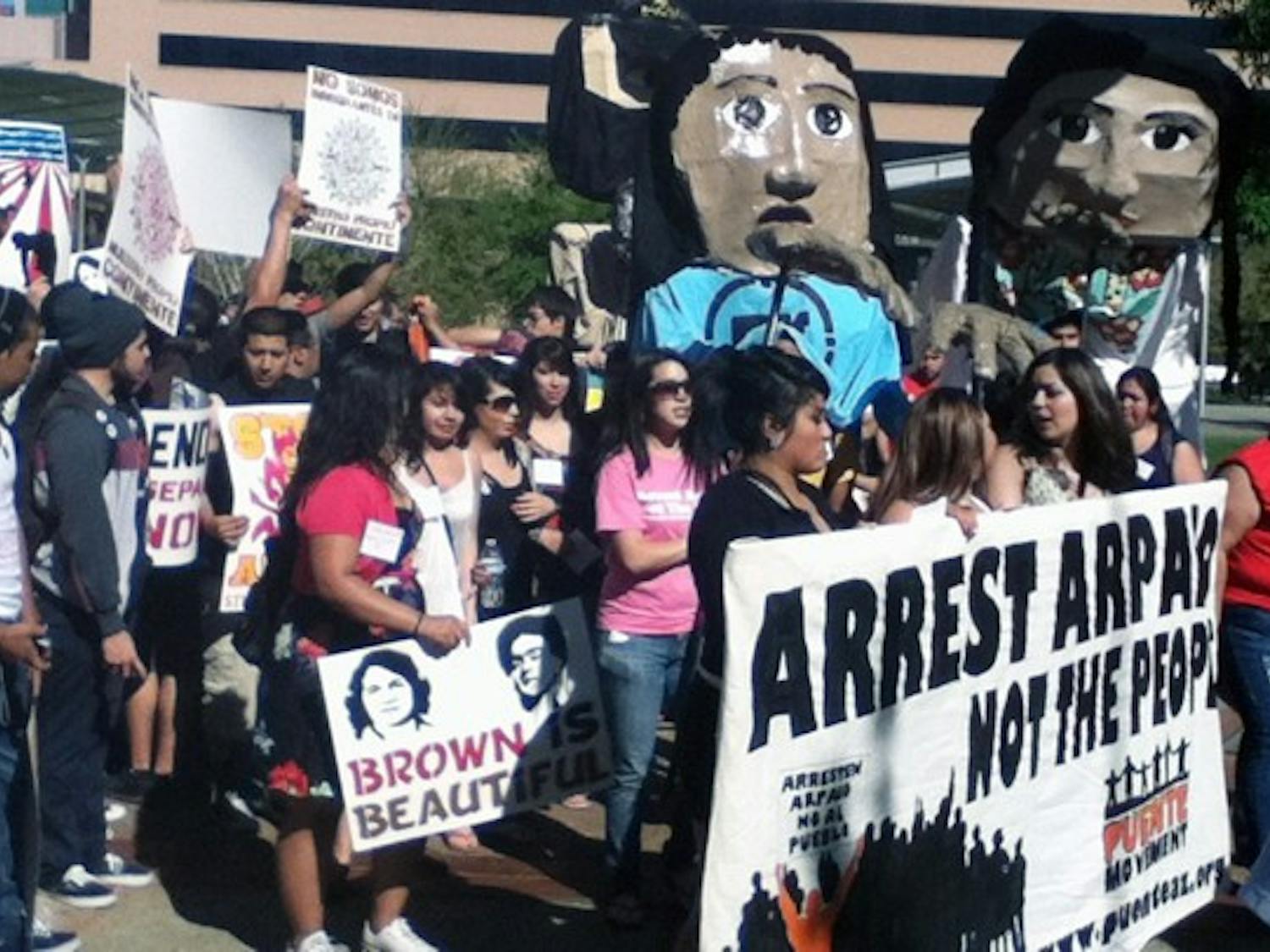 Students from all across the nation gathered on Friday in downtown Phoenix to protest against Maricopa County Sheriff Joe Arpaio’s tactics used to cut down on illegal immigration. (Photo courtesy of Daisy Prado)