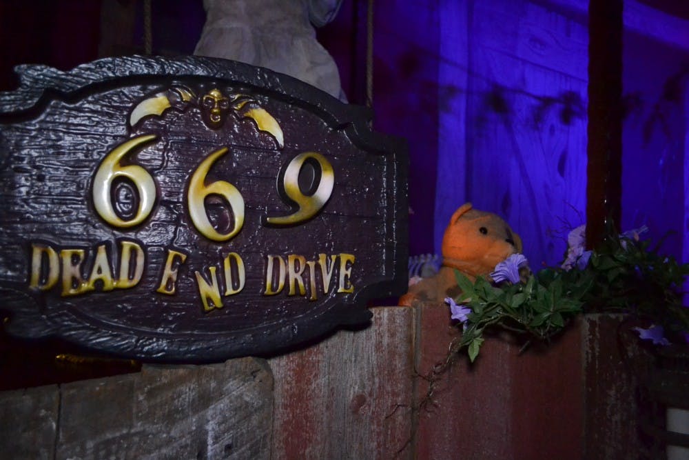 Halloween decorations fill the room during the Zombie Ball event at Club Palazzo in Phoenix, Arizona on October 16, 2015.