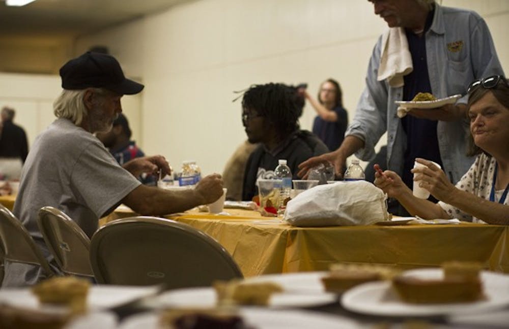 Those who attended United Way's Thanksgiving dinner at the First United Methodist Church in Tempe were served traditional holiday foods from mashed potatoes to pumpkin pie on Tuesday evening. (Photo by Vince Dwyer)