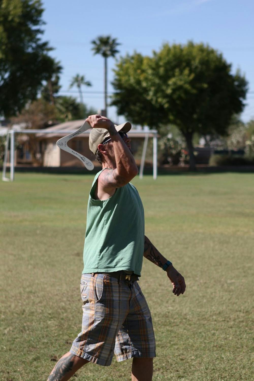 Lane demonstrates proper throwing technique. Photo by Peter Lazaravich.