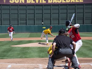 ASU freshman James Ryan (#39) delivers a pitch to Utah's Kellen Marruffo in the second inning of the Sun Devils' 16-7 loss at Phoenix Municipal Stadium on March 26, 2016.