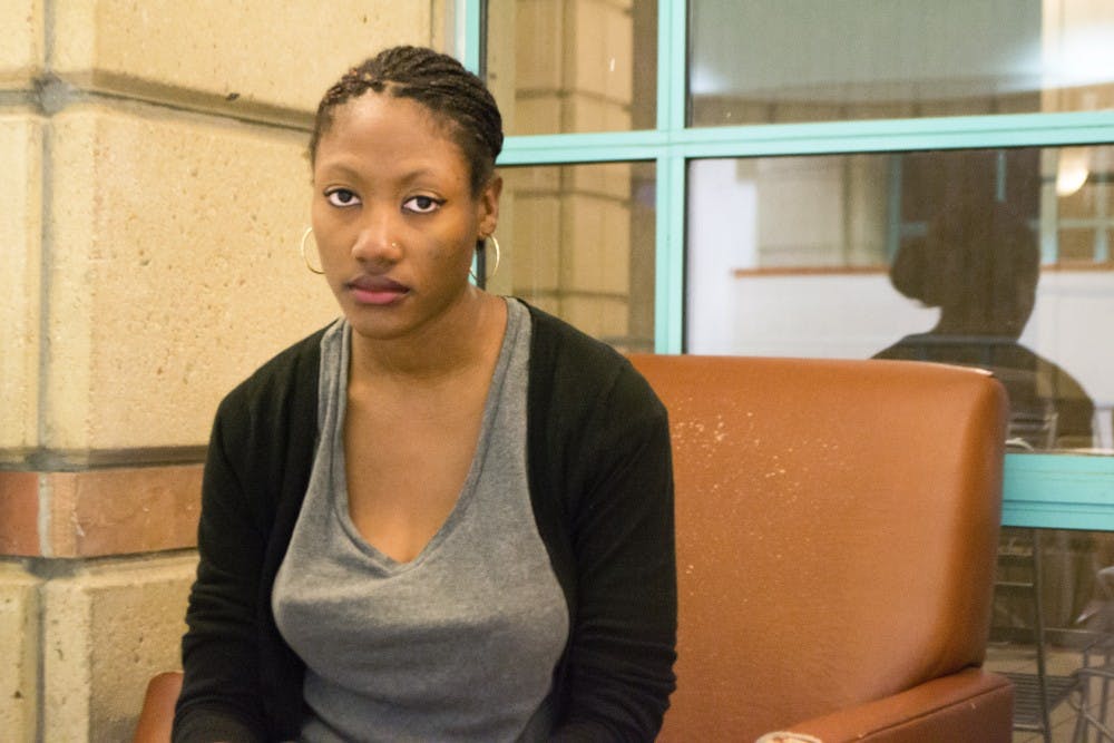 Junior film student Trejon Dunkley on Jan. 14, 2015. Dunkley is one of the ASU students involved in the protests of police-related deaths. (Morgan Hipps/The State Press)