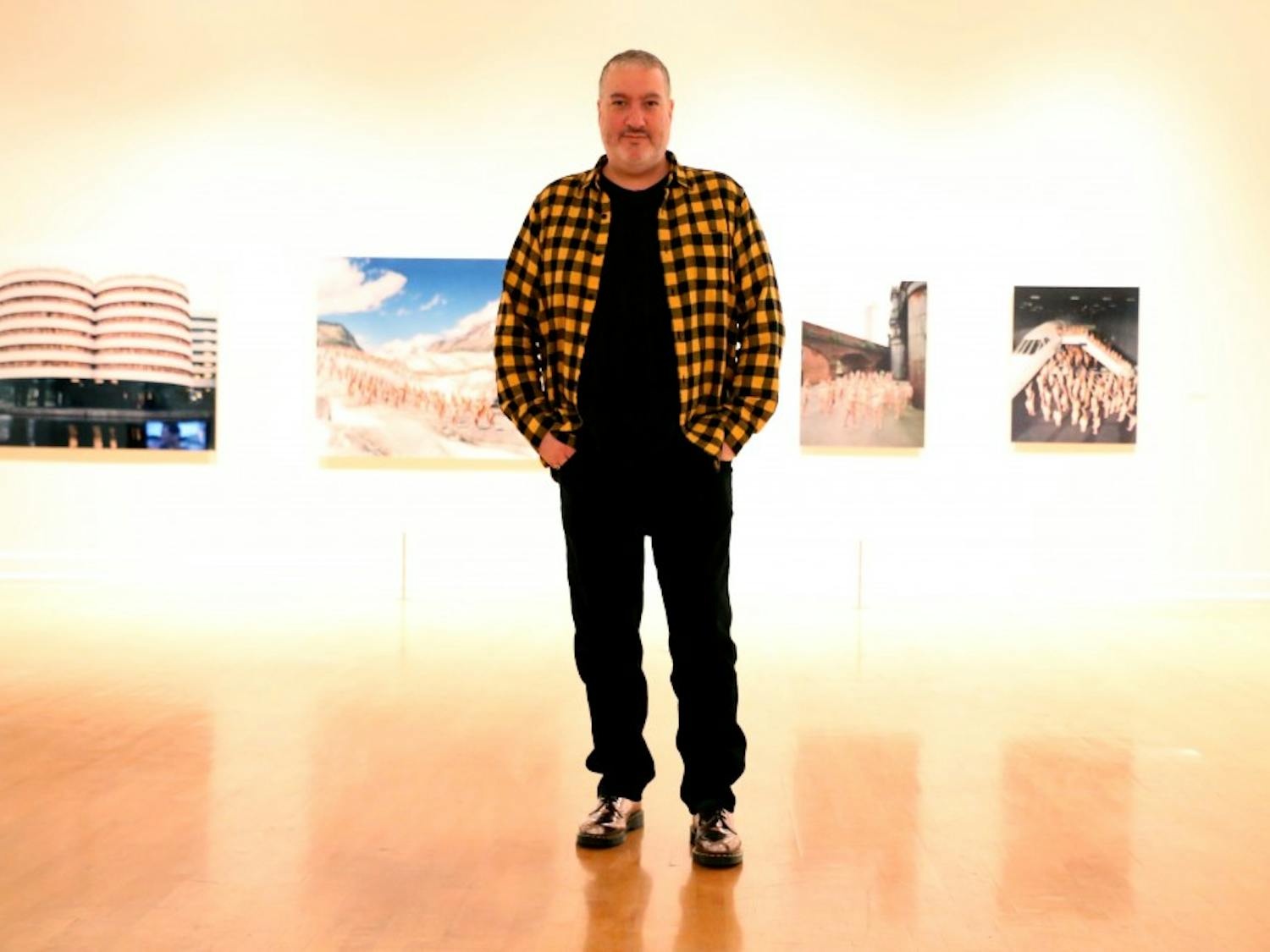 Photographer Spencer Tunick is pictured in the exhibit of his work “Participant” on Wednesday, January 13, 2016, at the ASU Art Museum in Tempe.