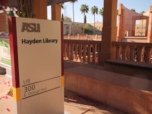 Hayden Library on ASU's Tempe campus is pictured on Thursday, March 17, 2016. The feminism edit-a-thon will take place at Hayden on Friday, March 18, 2016.