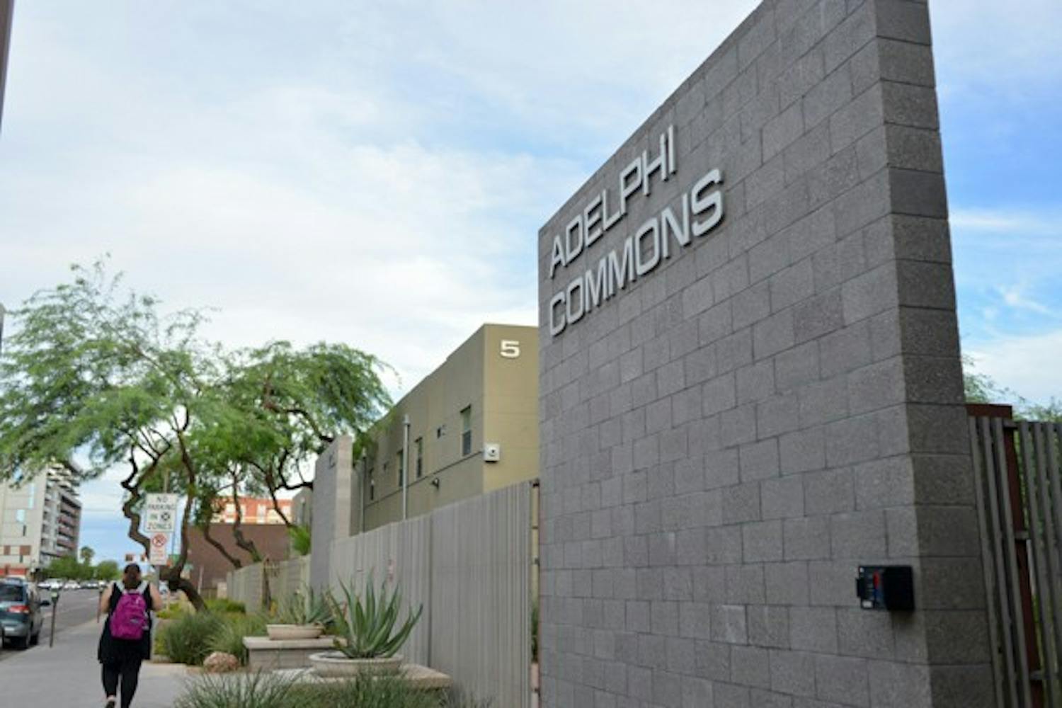 An Adelphi Commons entrance near Apache and Rural. (Photo by Andrew Ybanez)