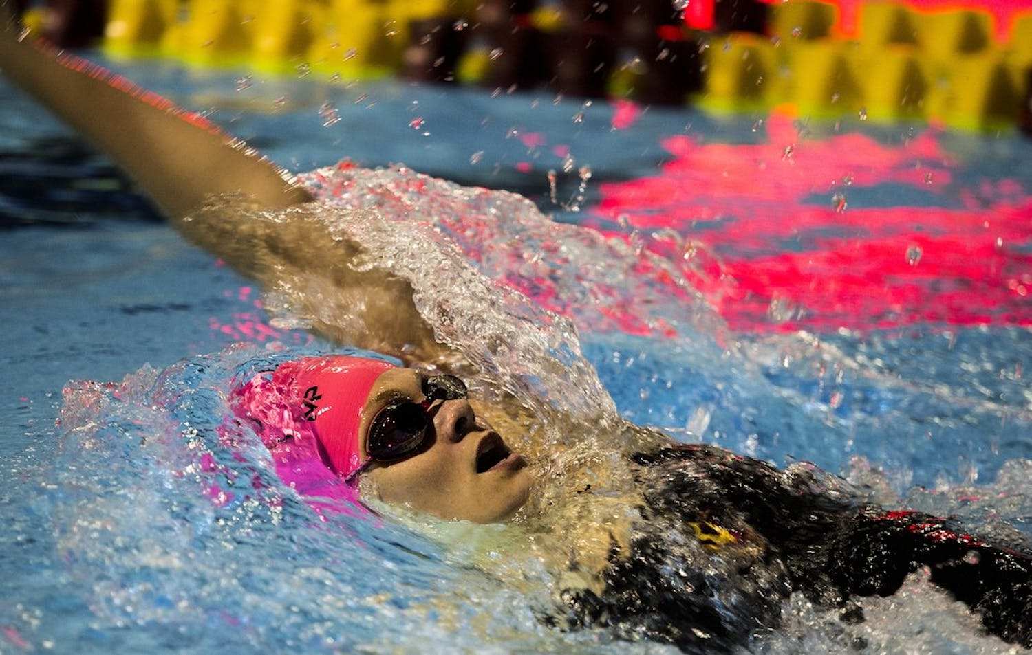 Kallyn Barkey swims the 200 individual medley at the ASU women's swimming meet on Thursday, Oct. 22, 2015, at the Mona Plummer Aquatic Complex in Tempe, Ariz. The Sun Devils lost the meet to the Washington State Cougars, 115-90. 